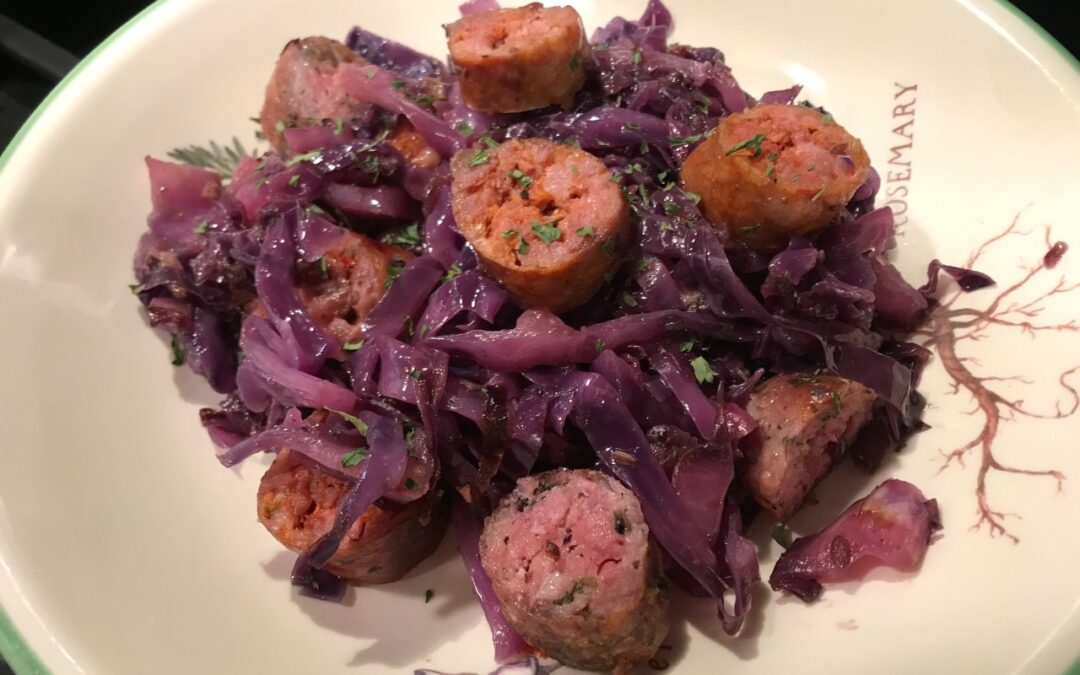 Spicy Hot Sausage with Red Cabbage and Fennel