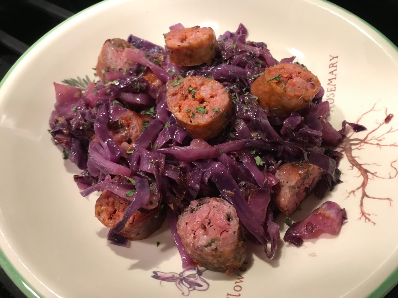 Spicy Hot Sausage with Red Cabbage and Fennel